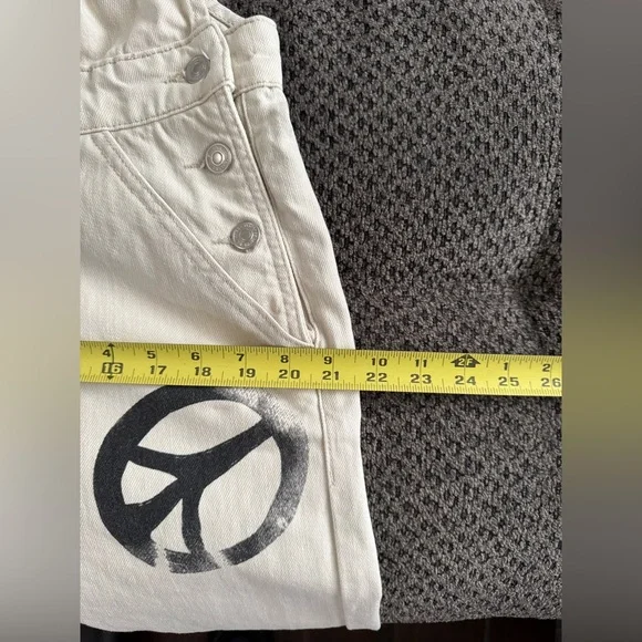 We the Free People Peace Sign Ziggy Harmony Overalls in White Medium Retail $128 - Picture 14 of 16